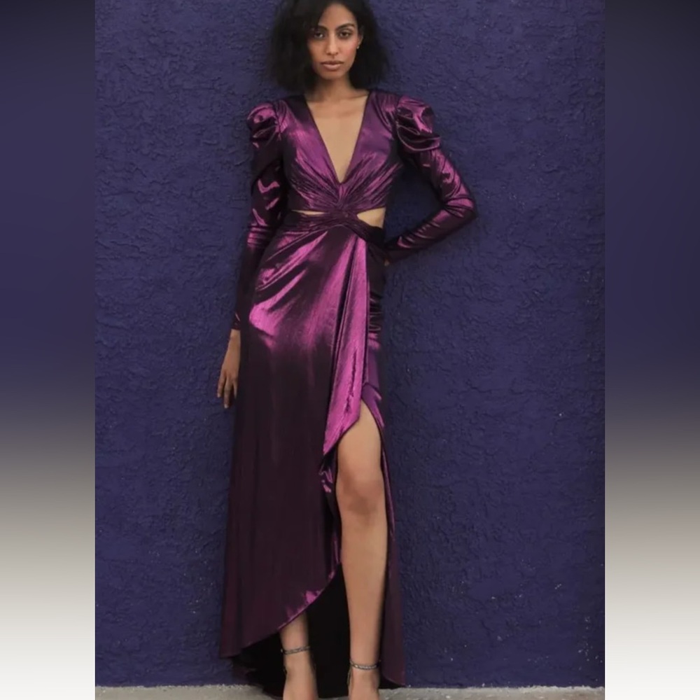 Mac Duggal metallic Purple Evening Gown